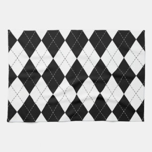 Linge De Cuisine Motif de Jacquard géométrique noir blanc