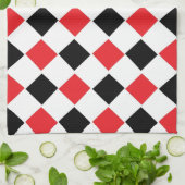 Linge De Cuisine Motif de Jacquard noir et rouge Monogramme (Plié)