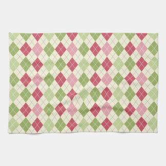 Linge De Cuisine Motif de Jacquard rouge, vert et rose vintage
