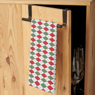 Linge De Cuisine Motif de Jacquard vert et rouge