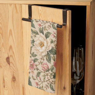 Linge De Cuisine Motif de jardin de pivoines et de roses romantique