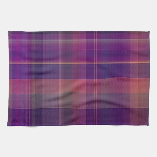 Linge De Cuisine Motif de la bande de plaid de Madras pourpre foncé (Horizontal)