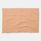 Linge De Cuisine Motif de la clé grecque Tangerine Orange (Horizontal)