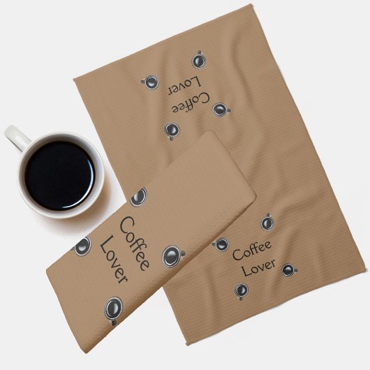 Linge De Cuisine Motif de la coupe de café noir et blanc Personnali