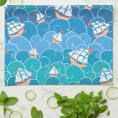 Linge De Cuisine Motif de la mer des Rochers (Plié)