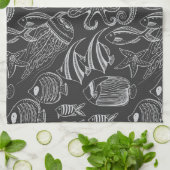Linge De Cuisine Motif de la Mer Noire (Plié)