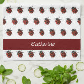 Linge De Cuisine Motif de Ladybug monogramme (Plié)