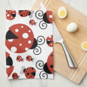 Linge De Cuisine Motif De Ladybugs, Red Ladybugs, Votre Nom (Quart Plié)