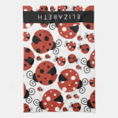 Linge De Cuisine Motif De Ladybugs, Red Ladybugs, Votre Nom (Vertical)