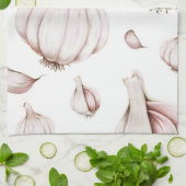 Linge De Cuisine Motif de l'ail | Blanc simple (Plié)