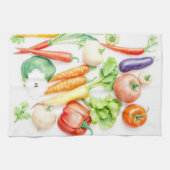 Linge De Cuisine Motif de légumes d'aquarelle monogrammé (Horizontal)