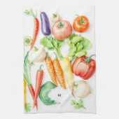 Linge De Cuisine Motif de légumes d'aquarelle monogrammé (Vertical)