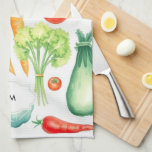 Linge De Cuisine Motif de légumes d'aquarelle monogrammé<br><div class="desc">Aquarelle motif serviette de cuisine monogrammée. Ajoutez votre propre monogramme pour personnaliser.</div>
