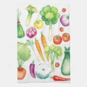 Linge De Cuisine Motif de légumes d'aquarelle monogrammé (Vertical)