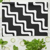 Linge De Cuisine Motif de ligne double couleur Diagonal Zig Zag (Plié)