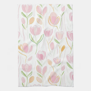 Linge De Cuisine Motif de ligne florale abstrait moderne (5)