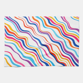 Linge De Cuisine Motif de lignes ondulées colorées – Couture abstra