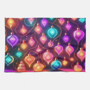 Linge De Cuisine Motif de lumières de Noël multicolores