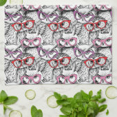 Linge De Cuisine Motif de lunettes de hibou (Plié)