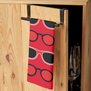 Linge De Cuisine Motif de lunettes de soleil rouge noir