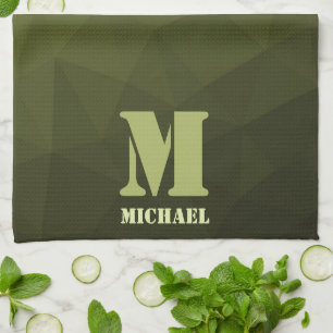 Linge De Cuisine Motif de maille géométrique olive vert de l'armée 