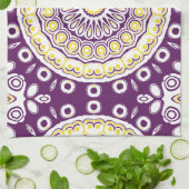 Linge De Cuisine Motif de mandala violet et or (Plié)