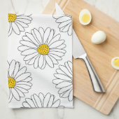 Linge De Cuisine Motif de marguerite jaune blanc (Quart Plié)