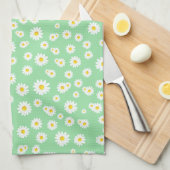 Linge De Cuisine Motif de marguerites de printemps de Boho vert (Quart Plié)
