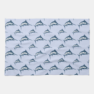 Linge De Cuisine Motif de Marlin bleu