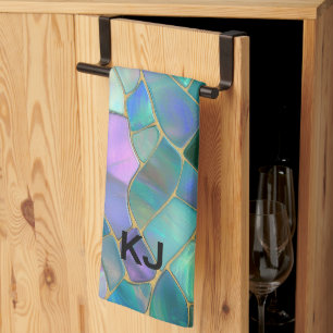 Linge De Cuisine Motif de mosaïque en verre coloré pastel