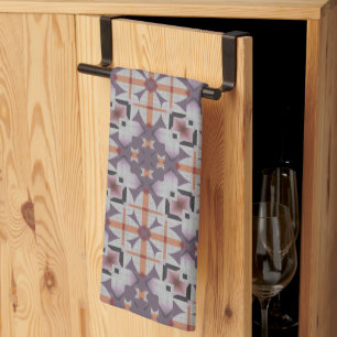 Linge De Cuisine Motif de mosaïque tribale autochtone orange violet