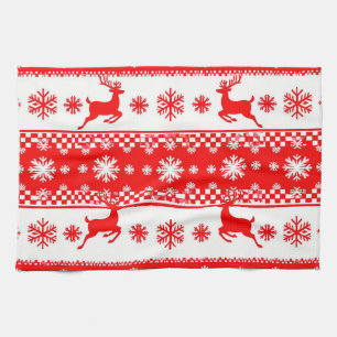Linge De Cuisine Motif de Noël avec rennes et flocons de neige