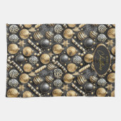 Linge De Cuisine Motif de Noël Black Gold #12 ID1009 (Horizontal)
