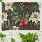 Linge De Cuisine Motif de Noël botanique (Plié)