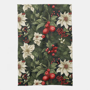 Linge De Cuisine Motif de Noël botanique
