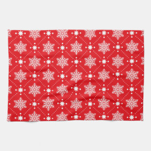 Linge De Cuisine Motif de Noël classique Red et White Snowflakes