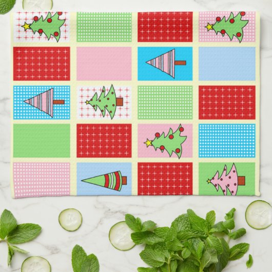 Linge De Cuisine Motif de Noël coloré (Plié)