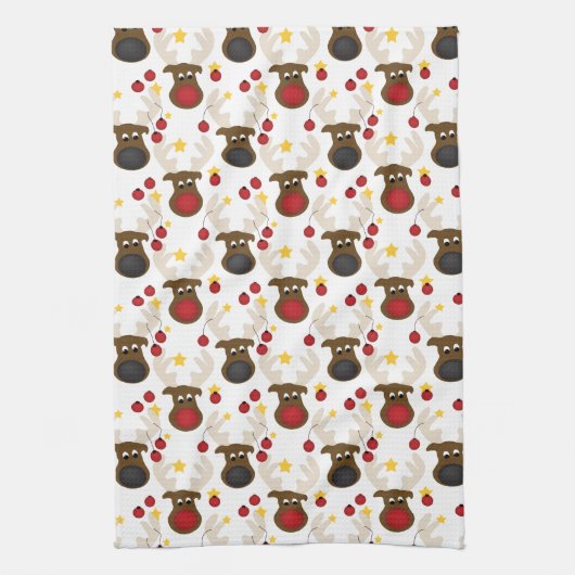 Linge De Cuisine Motif de Noël de mignonne Reindeer (Vertical)