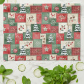 Linge De Cuisine Motif de Noël en patchwork de campagne (Plié)