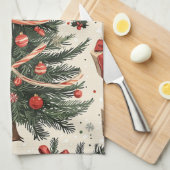 Linge De Cuisine Motif de Noël floral Poinsettia (4) (Quart Plié)