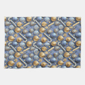 Linge De Cuisine Motif de Noël Gold bleu#12 ID1009 (Horizontal)