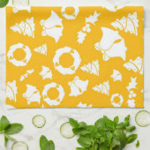 Linge De Cuisine Motif de Noël jaune (Plié)