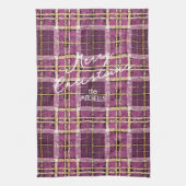 Linge De Cuisine Motif de Noël Magenta Gold n° 7 ID1009 (Vertical)