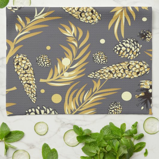 Linge De Cuisine Motif de Noël, Pine Snow 2 (Plié)