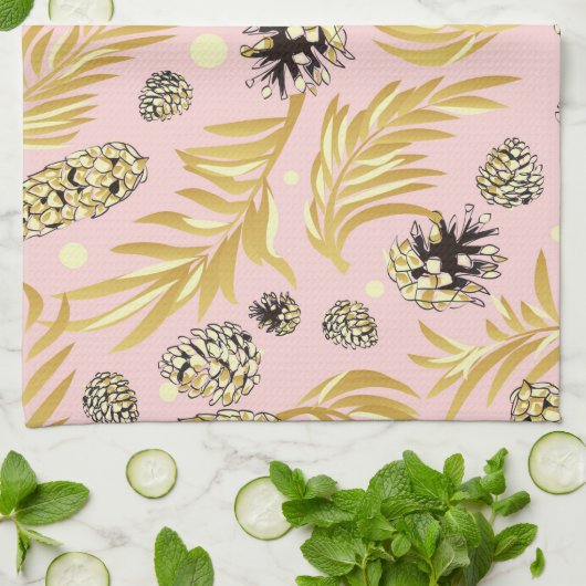 Linge De Cuisine Motif de Noël, Pine Snow 4 (Plié)