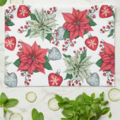 Linge De Cuisine Motif de Noël Poinsettia (Plié)
