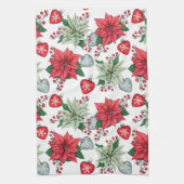 Linge De Cuisine Motif de Noël Poinsettia (Vertical)