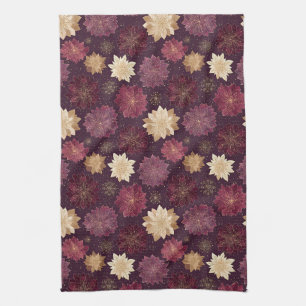 Linge De Cuisine Motif de Noël Poinsettia Bourgogne (3)