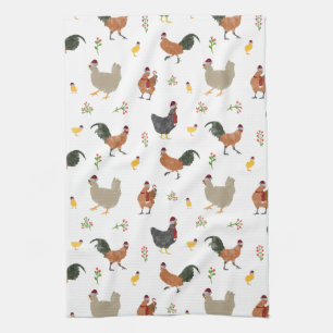 Linge De Cuisine Motif de Noël Poulets et poulets