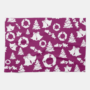 Linge De Cuisine Motif de Noël pourpre